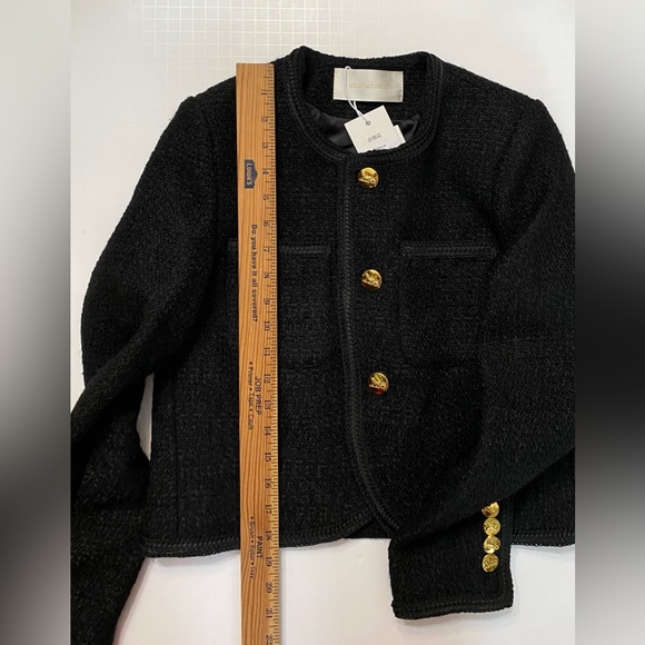Black Tweed Wool Blend Cropped Women’s Blazer size S - Picture 5 of 16